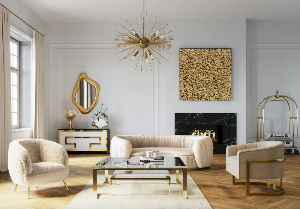 Stoliki Kawowe*KARE Design Ława Gold Rush 120x120 Cm Złota