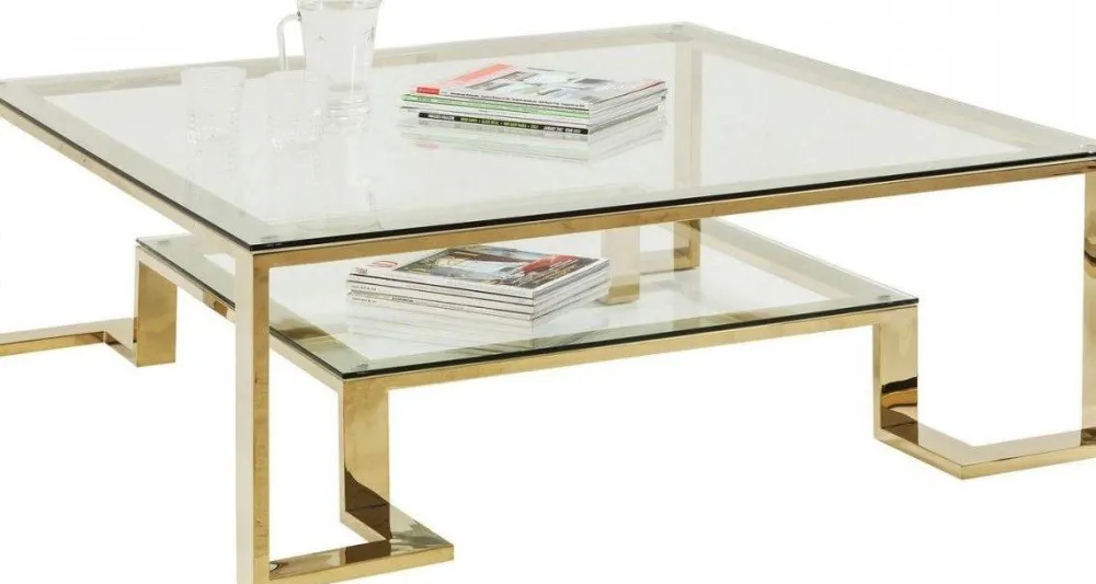 Stoliki Kawowe*KARE Design Ława Gold Rush 120x120 Cm Złota