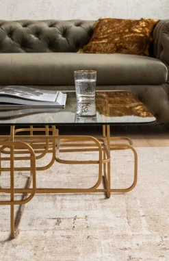 Stoliki Kawowe*KARE Design Ława Meander 140x80 Cm Transparentno-złota