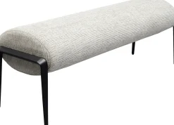 Ławki*KARE Design Ławka Do Przedpokoju Jasnoszara Z Czarnymi Stalowymi Nogami 130 Cm
