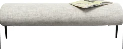 Ławki*KARE Design Ławka Do Przedpokoju Jasnoszara Z Czarnymi Stalowymi Nogami 130 Cm