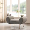 Ławki*KARE Design Ławka Do Przedpokoju Szara Tapicerowana Nogi Złote 100 Cm
