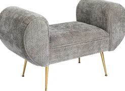 Ławki*KARE Design Ławka Do Przedpokoju Szara Tapicerowana Nogi Złote 100 Cm