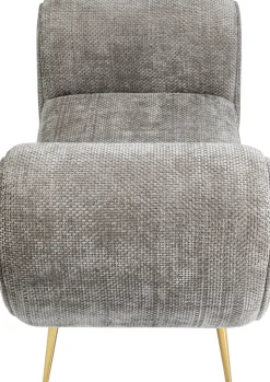 Ławki*KARE Design Ławka Do Przedpokoju Szara Tapicerowana Nogi Złote 100 Cm
