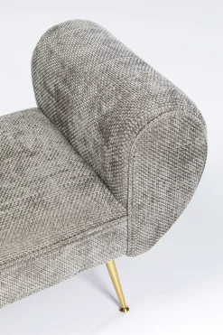 Ławki*KARE Design Ławka Do Przedpokoju Szara Tapicerowana Nogi Złote 100 Cm
