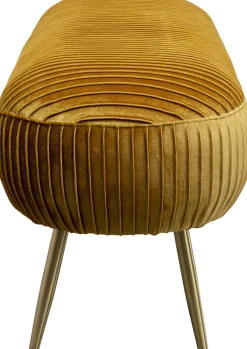 Ławki*KARE Design Ławka Do Przedpokoju żółta Aksamitna Nogi Złote 120x47 Cm