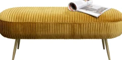 Ławki*KARE Design Ławka Do Przedpokoju żółta Aksamitna Nogi Złote 120x47 Cm