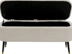 Ławki*KARE Design Ławka Do Przedpokoju Ze Schowkiem Tkanina Pluszowa Biała 109x45 Cm