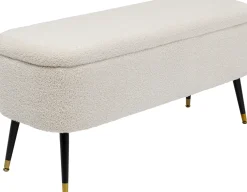Ławki*KARE Design Ławka Do Przedpokoju Ze Schowkiem Tkanina Pluszowa Biała 109x45 Cm