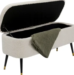 Ławki*KARE Design Ławka Do Przedpokoju Ze Schowkiem Tkanina Pluszowa Biała 109x45 Cm