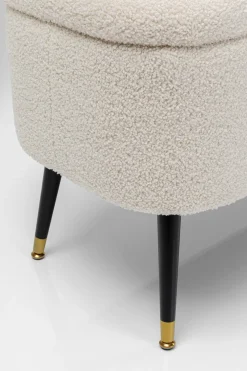 Ławki*KARE Design Ławka Do Przedpokoju Ze Schowkiem Tkanina Pluszowa Biała 109x45 Cm