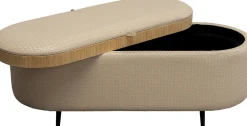 Ławki*KARE Design Ławka Do Przedpokoju Ze Schowkiem Beżowa PU 100 Cm