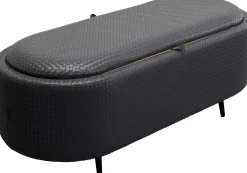 Ławki*KARE Design Ławka Do Przedpokoju Ze Schowkiem Ciemnoszara PU 100 Cm