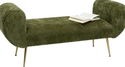 Ławki*KARE Design Ławka Do Przedpokoju Zielona Tapicerowana Nogi Złote 140 Cm