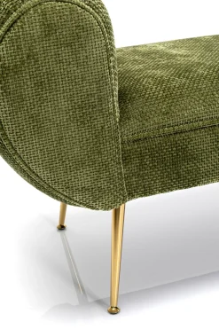 Ławki*KARE Design Ławka Do Przedpokoju Zielona Tapicerowana Nogi Złote 140 Cm