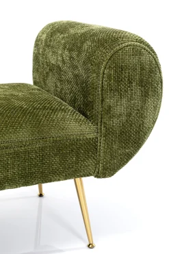 Ławki*KARE Design Ławka Do Przedpokoju Zielona Tapicerowana Nogi Złote 140 Cm
