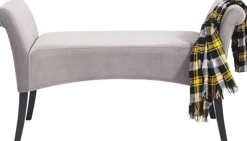 Ławki*KARE Design Ławka Motley Velvet 110x61 Cm Srebrnoszara