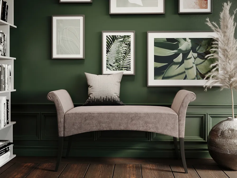 Ławki*KARE Design Ławka Motley Velvet 110x61 Cm Srebrnoszara