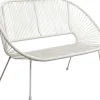 Sofy*KARE Design Ławka Ogrodowa Biała żyłkowa 121 Cm