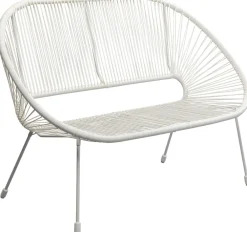 Sofy*KARE Design Ławka Ogrodowa Biała żyłkowa 121 Cm