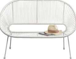 Sofy*KARE Design Ławka Ogrodowa Biała żyłkowa 121 Cm