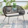 Sofy*KARE Design Ławka Ogrodowa Czarna żyłkowa 121 Cm