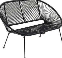 Sofy*KARE Design Ławka Ogrodowa Czarna żyłkowa 121 Cm