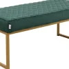 Ławki*KARE Design Ławka Smart 90x40 Cm Ciemnozielona - Nogi Złote