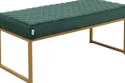 Ławki*KARE Design Ławka Smart 90x40 Cm Ciemnozielona - Nogi Złote