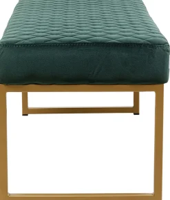 Ławki*KARE Design Ławka Smart 90x40 Cm Ciemnozielona - Nogi Złote