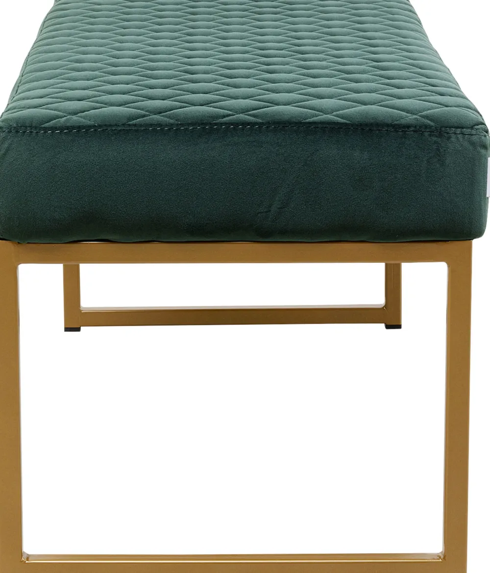 Ławki*KARE Design Ławka Smart 90x40 Cm Ciemnozielona - Nogi Złote
