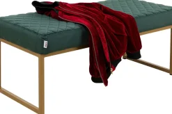 Ławki*KARE Design Ławka Smart 90x40 Cm Ciemnozielona - Nogi Złote