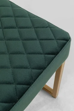 Ławki*KARE Design Ławka Smart 90x40 Cm Ciemnozielona - Nogi Złote