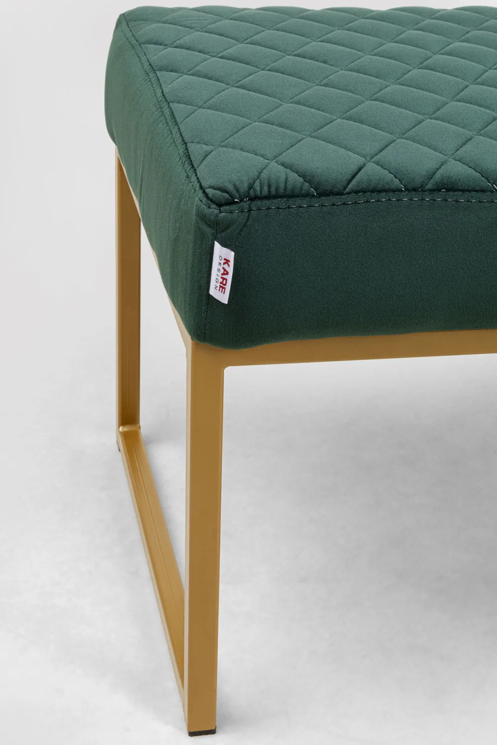 Ławki*KARE Design Ławka Smart 90x40 Cm Ciemnozielona - Nogi Złote