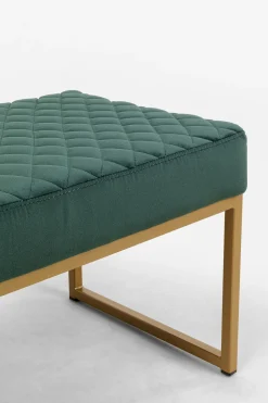 Ławki*KARE Design Ławka Smart 90x40 Cm Ciemnozielona - Nogi Złote
