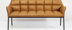 Ławki*KARE Design Ławka Thinktank 180x89 Cm Brązowa Skóra Naturalna