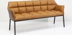 Ławki*KARE Design Ławka Thinktank 180x89 Cm Brązowa Skóra Naturalna