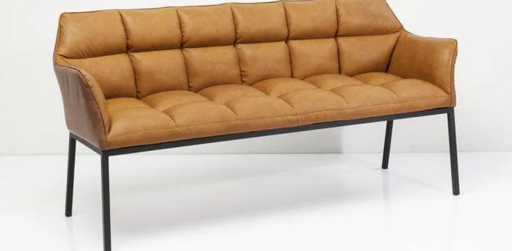 Ławki*KARE Design Ławka Thinktank 180x89 Cm Brązowa Skóra Naturalna