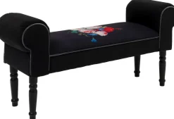 Ławki*KARE Design Ławka Wing Blossom 100x54 Cm Czarna