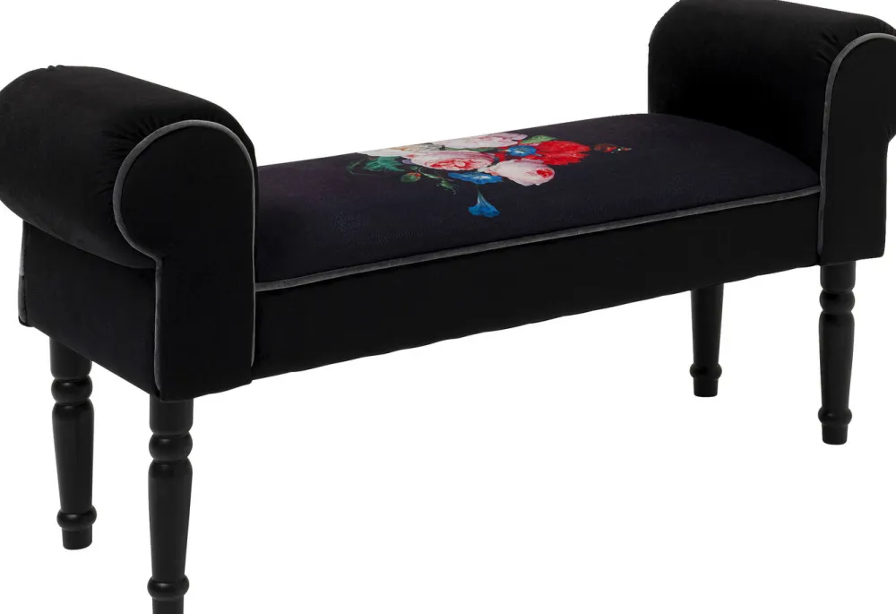 Ławki*KARE Design Ławka Wing Blossom 100x54 Cm Czarna