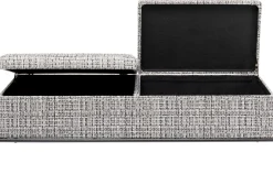 Ławki*KARE Design Ławka Ze Schowkiem Buttons Storage 120x43 Cm Czarno-biała