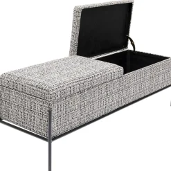 Ławki*KARE Design Ławka Ze Schowkiem Buttons Storage 120x43 Cm Czarno-biała