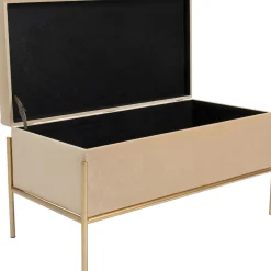 Ławki*KARE Design Ławka Ze Schowkiem Buttons Storage 80x43 Cm Beżowa