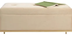 Ławki*KARE Design Ławka Ze Schowkiem Buttons Storage 80x43 Cm Beżowa