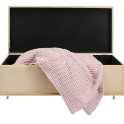 Ławki*KARE Design Ławka Ze Schowkiem Buttons Storage 80x43 Cm Beżowa