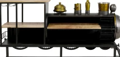 Barki*KARE Design Barek Loft Z Akcesoriami Do Drinków Lokomotywa Parowa Stal I Drewno 225x105 Cm