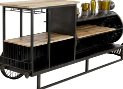 Barki*KARE Design Barek Loft Z Akcesoriami Do Drinków Lokomotywa Parowa Stal I Drewno 225x105 Cm