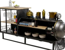 Barki*KARE Design Barek Loft Z Akcesoriami Do Drinków Lokomotywa Parowa Stal I Drewno 225x105 Cm