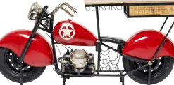 Barki*KARE Design Barek Motocykl Czerwony Vintage 210x98 Cm Blat Drewno Mango