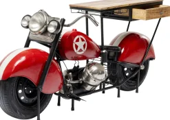 Barki*KARE Design Barek Motocykl Czerwony Vintage 210x98 Cm Blat Drewno Mango